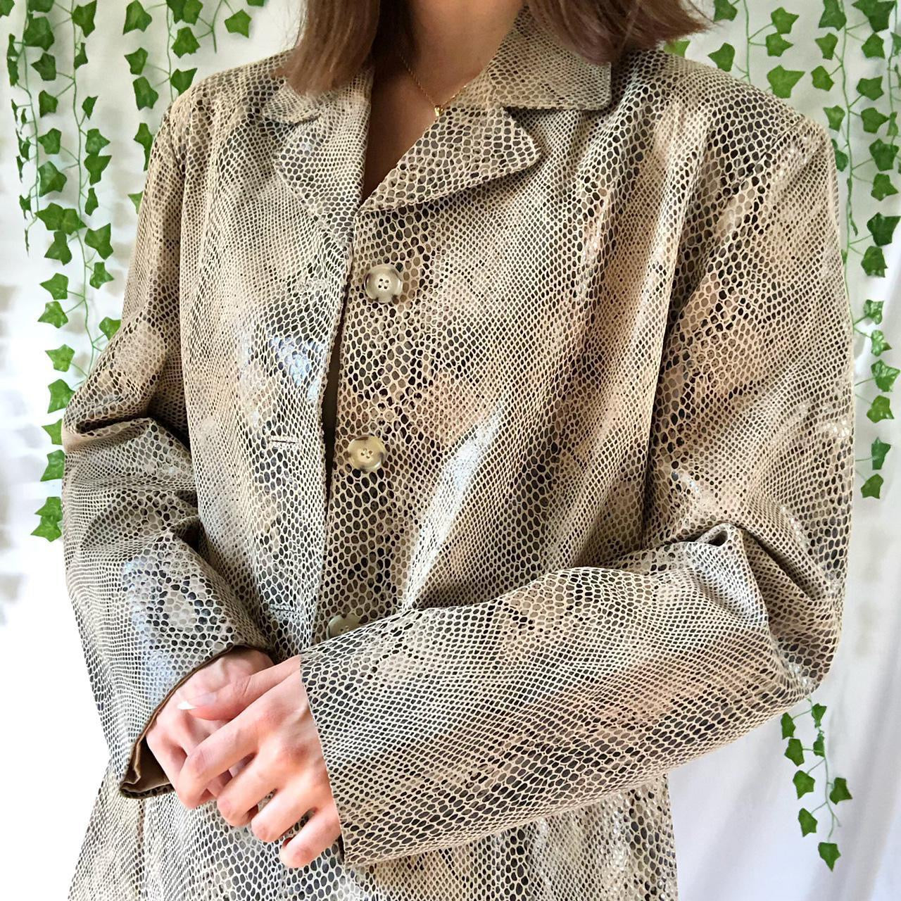 Vintage 90s Snake Print Leather Jacket