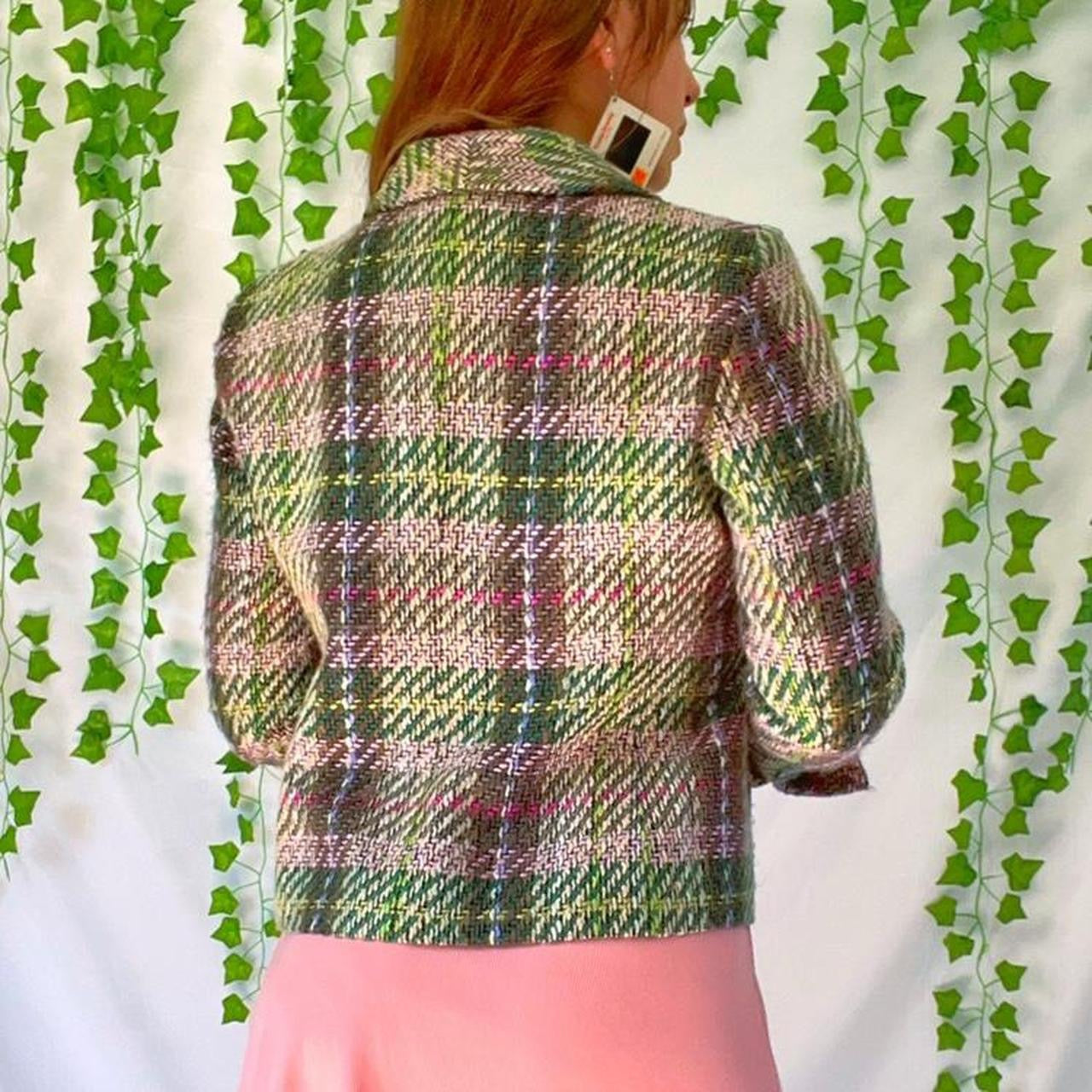 Vintage 80s Plaid Knit Textured Blazer