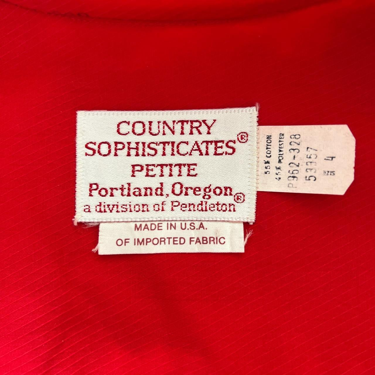 Vintage 70s Red Mock Neck Button Up Prairie Secretary Blouse