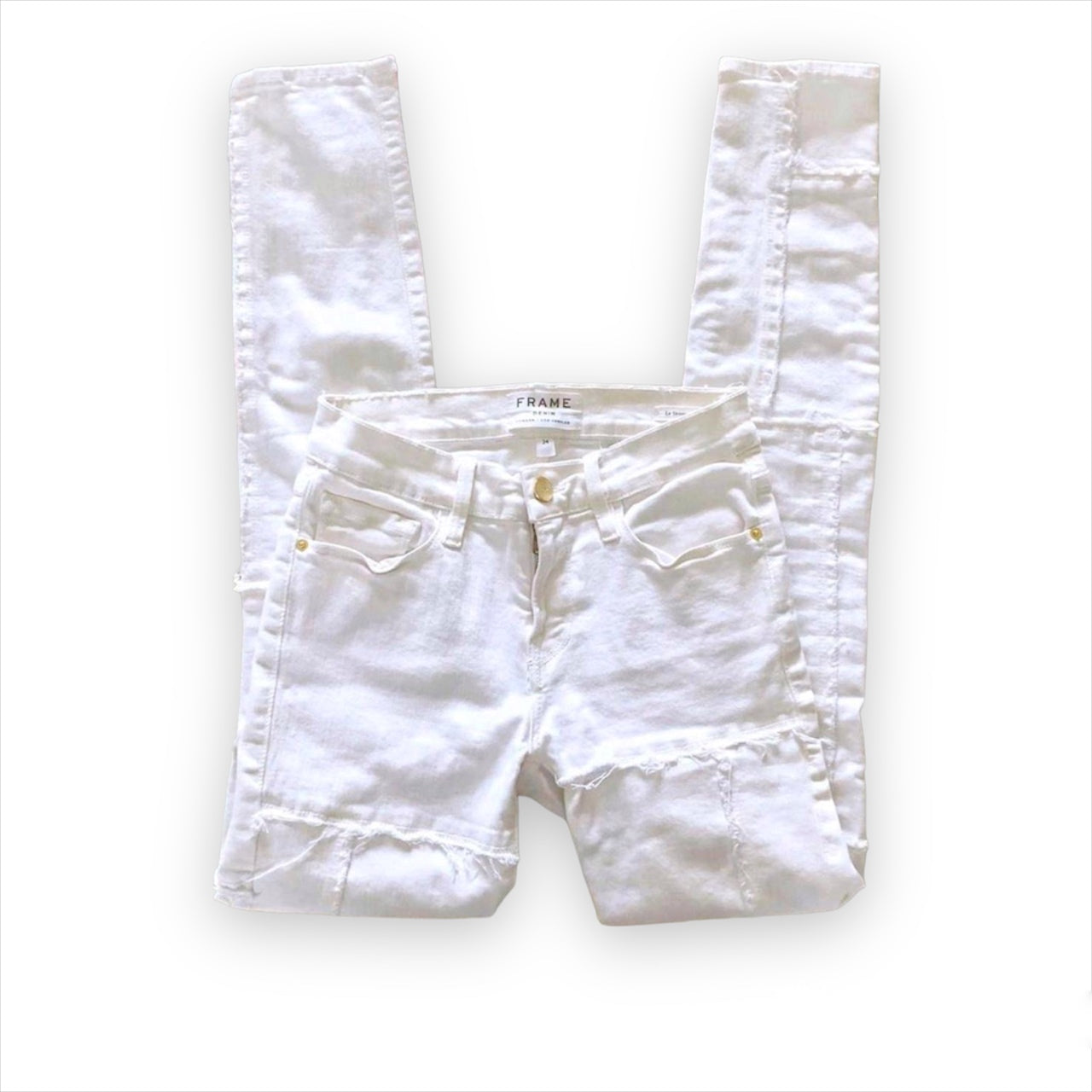 Frame White Le Skinny de JeanPatchwork Low Rise Skinny Jeans