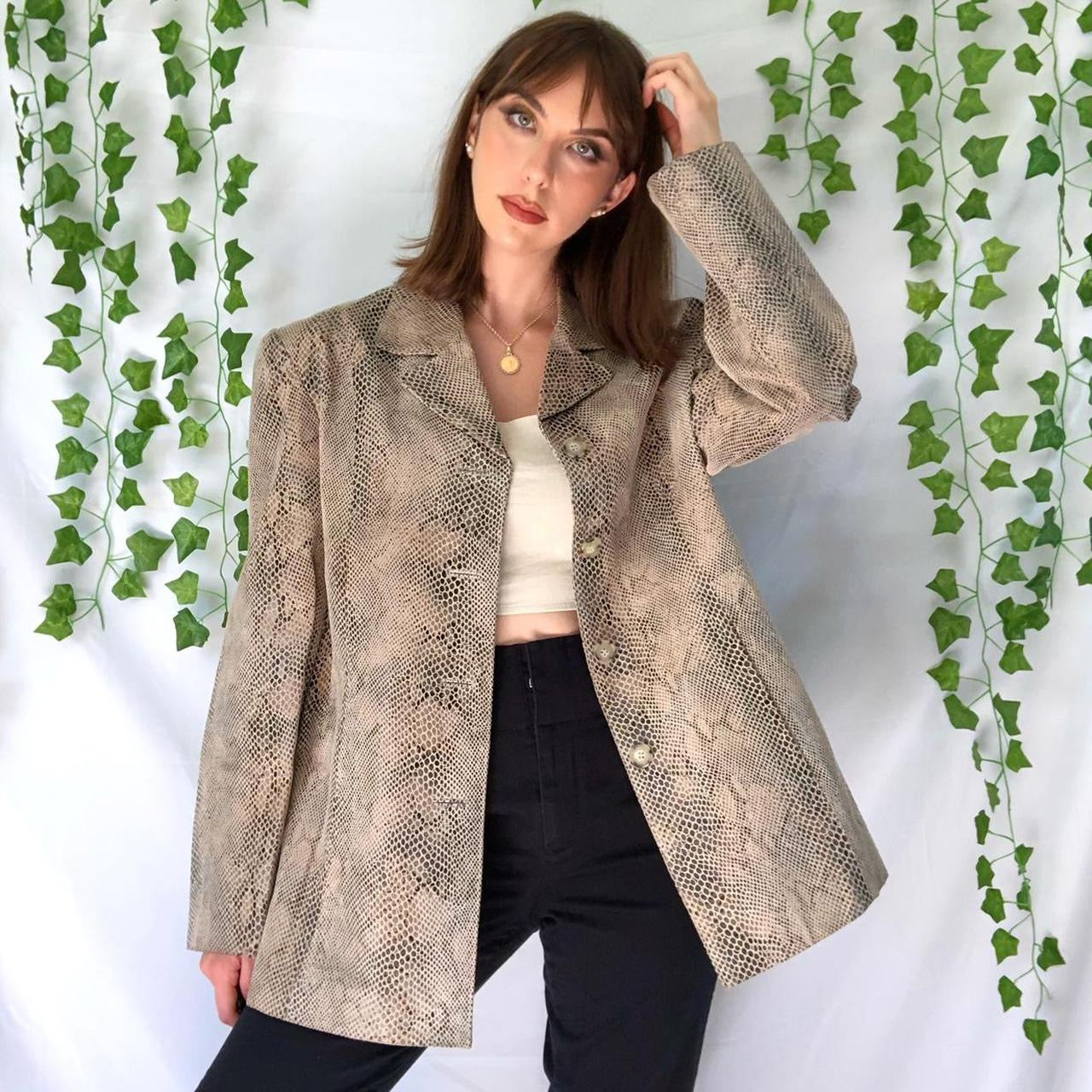 Vintage 90s Snake Print Leather Jacket
