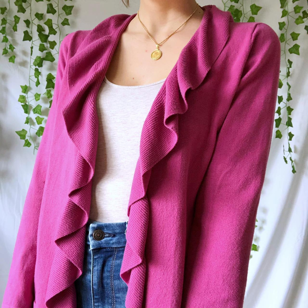 Y2K Ruffled Pink Cardigan