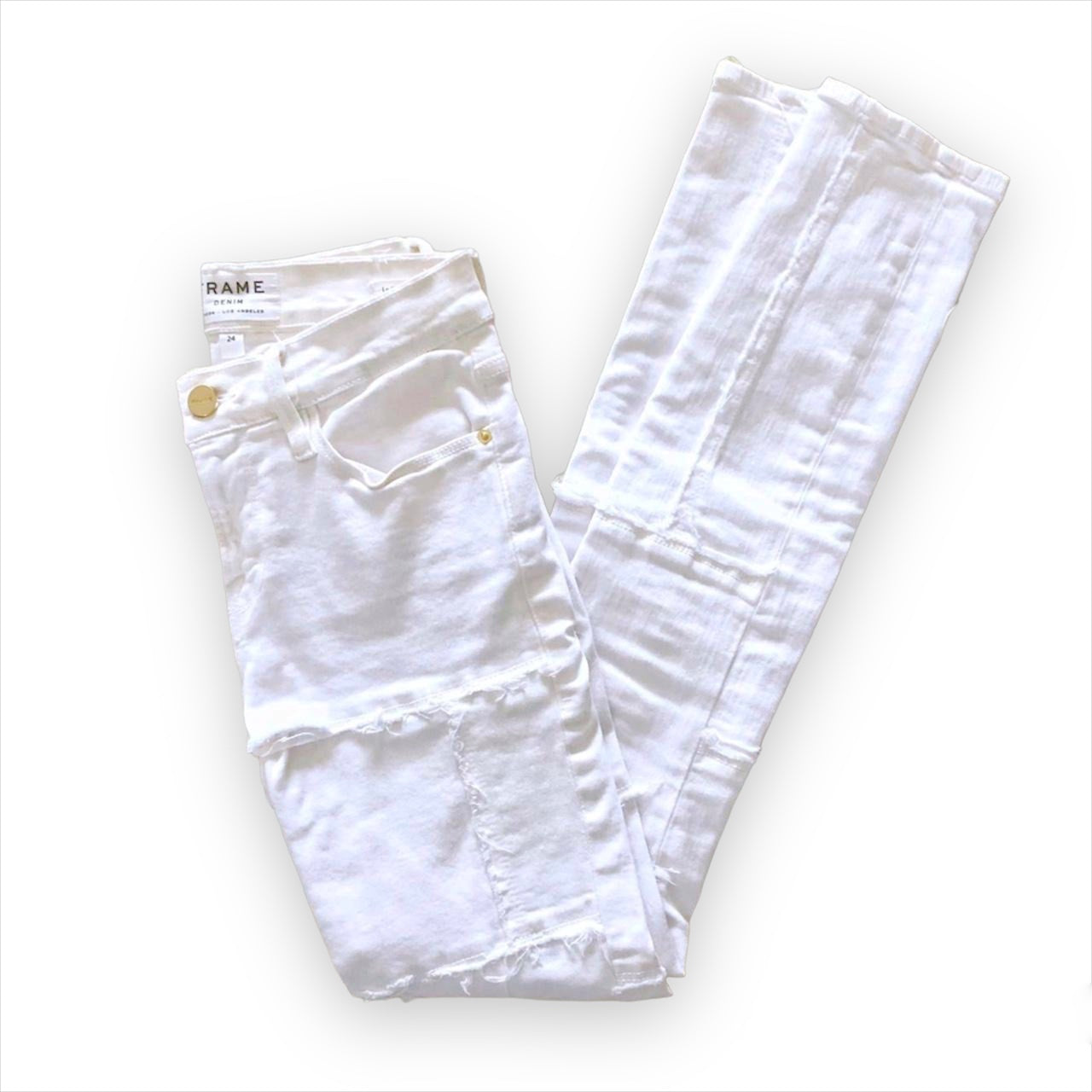 Frame White Le Skinny de JeanPatchwork Low Rise Skinny Jeans