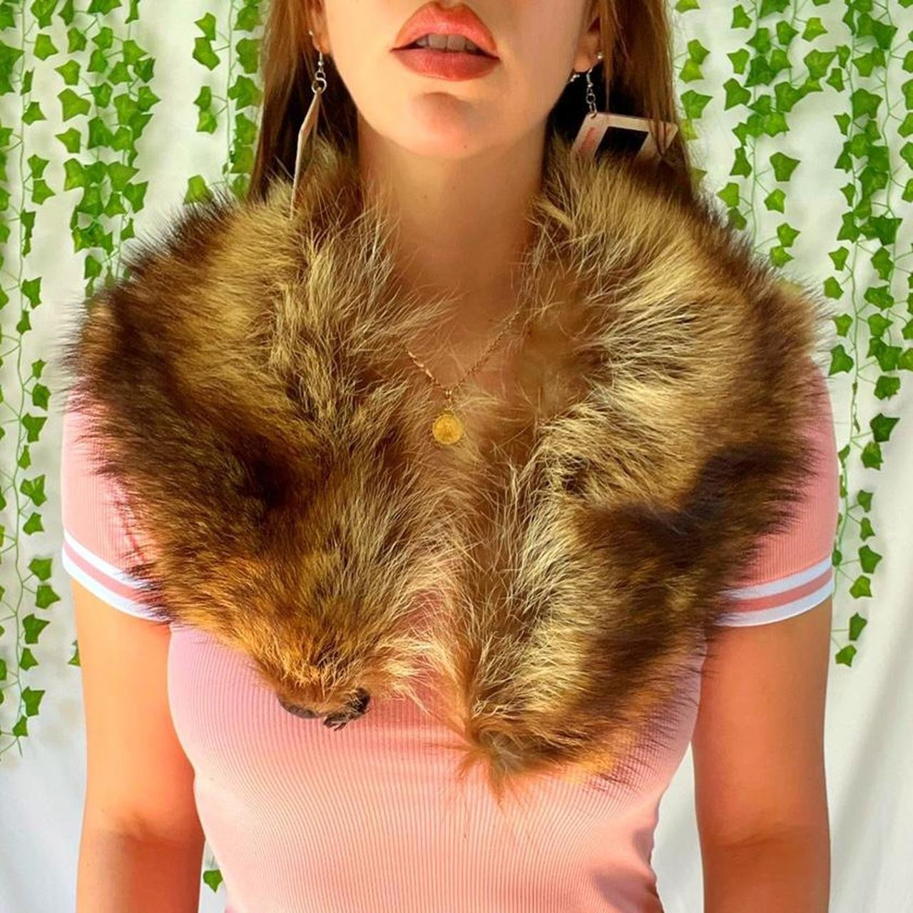 Vintage antique midcentury fur collar stole