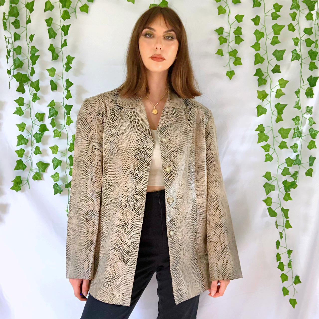 Vintage 90s Snake Print Leather Jacket