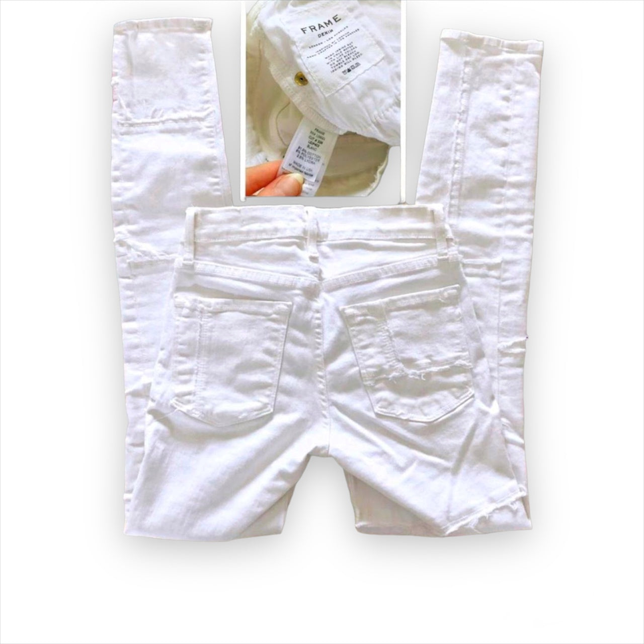 Frame White Le Skinny de JeanPatchwork Low Rise Skinny Jeans